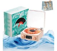 The Waves Vinyl Player, Waves Vinyl Bluetooth Speaker, Waves Vintage Vinyl Record Player Bluetooth Speaker, Waves Retro Vinyl Record Player for Bedroom, Office, Party (Pink)