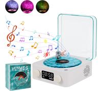 The Waves Vinyl Record Player with RGB Light,Bluetooth Speaker for Home,3 Modes Stereo Sound,Sleep Aid with 4 Nature Sounds (White)