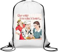 The Way To A Man's Heart Sac de gym rétro avec cordon de serrage Blanc