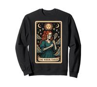 The Whisk Taker Baking Baker Tarot Card Squelette Witchy Sweatshirt