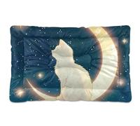 The White Cat on the Moon Tapis de lit antidérapant doux et confortable pour chiens de petite, moyenne et grande taille 61 x 45,7 cm