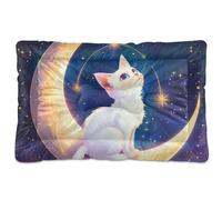 The White Cat on the Moon Tapis de lit pour chien antidérapant doux et confortable pour chiens de taille moyenne et grande 61 x 45,7 cm