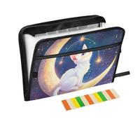The White Cat on the Moon Trieur extensible 13 poches format A4 avec fermeture éclair pour fournitures de bureau