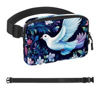 The White Dove in the Flowers-1710 Sac banane de style unisexe : sac banane tendance, sac à bandoulière sport fin à la mode pour jogging, randonnée, randonneur, femme, homme, multicolore, 4 x 23 x 15