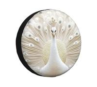 The White Peacock Spreads Its Tail - Housse de pneu de secours étanche à l'eau et à la poussière - Ajustement universel pour remorque, camping-car, SUV, camion, camping-car - 40,6 cm