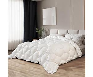 The White Stone Couette 4 saisons avec clips 135 x 200 cm - Couette d'été de 150 g + couette d'automne de 250 g - Rembourrage en ouate douce - Couette matelassée en microfibre blanche hypoallergénique