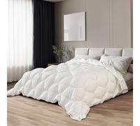 The White Stone Couette Toutes Saisons 200 x 200 cm de 250 g | Rembourrage Doux et Chaud en Ouate Douce | Couette Matelassée en Microfibre Hypoallergénique Blanche | Couette pour Lit 2 Personnes