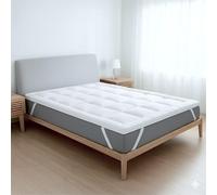 The White Stone Surmatelas 140 x 190 cm | Rembourrage 800 g/m² en Billes de Ouate avec Housse en Microfibre Respirante | Confort et Volume Extra Style Hôtelier