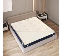 The White Stone Surmatelas en Latex Naturel 100 x 200 cm | Housse en Bambou Respirante, Antiallergique et Amovible | Épaisseur 5 cm | Surmatelas Correcteur avec Élastiques de Maintien aux Coins