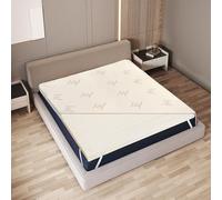 The White Stone Surmatelas en Latex Naturel 90 x 200 cm | Housse en Bambou Respirante, Antiallergique et Amovible | Épaisseur 5 cm | Surmatelas Correcteur avec Élastiques de Maintien aux Coins