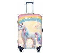 The White Unicorn Housse de protection élastique pour valise de voyage Motif imprimé anti-rayures, Noir , M
