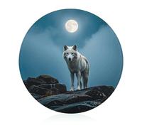 The White Wolf on the Rock Planche à découper pour cuisine Petit tapis de découpe antidérapant en verre trempé résistant à la chaleur pour couper viandes, fruits, légumes 20,1 x 20,1 cm