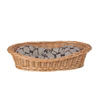 THE WICKER STORIES - Panier en osier naturel pour chien/chat 90x70 cm avec coussin beige