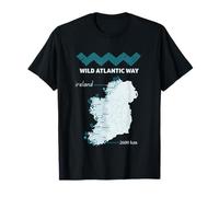 The Wild Atlantic Way Carte de route côtière de l'Irlande, côte ouest T-Shirt