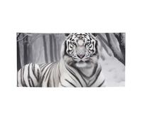 The Wild Bannière à suspendre imprimée tigre blanc pour Halloween, Noël, 90 x 180 cm, toile de fond pour photographie, tapisserie murale pour toile de fond d'anniversaire, décoration d'événement en