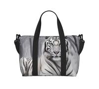 The Wild Sac de voyage imprimé tigre blanc pour homme et femme, grand sac de sport résistant à l'eau, sac fourre-tout de week-end avec bandoulière, Noir , Taille unique, Sac de voyage