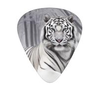 The Wild White Tiger Lot de 12 médiators épais assortis (0,46 mm, 0,71 mm, 0,96 mm) avec boîte de rangement et design unique assorti pour les joueurs acoustiques, électriques, basses et ukulélés