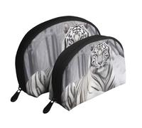 The Wild White Tiger Lot de 2 trousses de maquillage portables pour femme Motif tigre, blanc, Taille unique, Trousse de maquillage