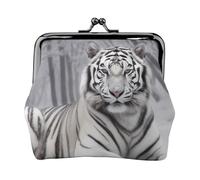 The Wild White Tiger Prints Porte-monnaie pour femmes et filles - Mini pochette portefeuille avec verrou à baiser - Joli portefeuille en cuir, Noir , Taille unique, Pochette à monnaie