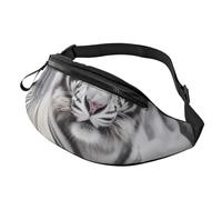 The Wild White Tiger Sac banane avec trou pour écouteurs pour homme et femme - Sac banane réglable pour le sport en plein air, la randonnée, Noir , Taille unique, Sac à dos de