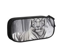 The Wild White Tiger Trousse à crayons de grande capacité avec double couche pour l'école, le bureau, les voyages, Noir , Taille unique, Cartable