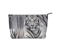 The Wild White Tiger Trousse de maquillage en velours côtelé avec dragonne pour femme, Noir , Taille unique, Trousse de maquillage
