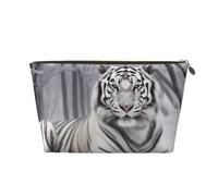 The Wild White Tiger Trousse de toilette en cuir avec fermeture éclair dorée pour femme et fille, doré, Taille unique, Trousse de toilette