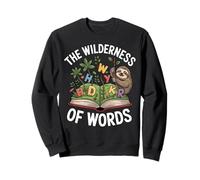The Wilderness of Words Sloth Book Reader Kids Sweatshirt
