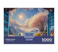 The Window is Open and The Blue Wooden Shutters 1000 Pièces Carton Extra-épais Coffret De Puzzles Blue Window Anti-Stress Défi Unique Puzzles pour Adultes Et Enfants 52x38cm/1000pcs