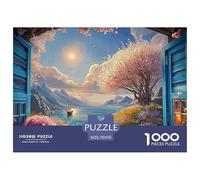 The Window is Open and The Blue Wooden Shutters 1000 Pièces Carton Extra-épais Puzzle À Faire Soi-même Blue Window Extrêmement Difficile Défi Unique Puzzles pour Adultes Et Enfants 70x50cm/1000pcs