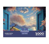 The Window is Open and The Blue Wooden Shutters 1000 Pièces Carton Premium Coffret De Puzzles Blue Window Extrêmement Difficile Défi Unique Puzzles pour Adultes Et Enfants 70x50cm/1000pcs