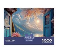 The Window is Open and The Blue Wooden Shutters 1000 Pièces Carton Premium Coffret De Puzzles Blue Window Extrêmement Difficile Défi Unique Puzzles Cadeaux pour La Famille Et Les Amis 52x38cm/1000pcs
