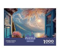 The Window Is Open And The Blue Wooden Shutters 1000 Pièces Papier Écologique Résistant Puzzle De Qualité Supérieure Blue Window Extrêmement Difficile Jouet D'anniversaire Puzzles Pour La Décoration I