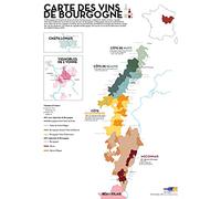 The Wine Galaxy Carte imprimée des vins de Bourgogne (Format Standard 50x70cm) | Affiche Murale | Poster avec carte du vignoble de Bourgogne Pour Salle de séjour