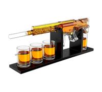 The Wine Savant AR15 Ensemble carafe à décanter à whisky - Édition limitée, bouchon silencieux - 800 ml et 4 verres de 350 ml - Cadeau unique - Accessoire de fête - Décanteur à liqueur fait main