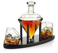 The Wine Savant Diamond Whisky Decanter l Avec 2 verres Diamond Liqueur, Scotch, Rhum, Bourbon, Vodka, Tequila Decanter (750 ML DECANTER)