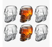 The Wine Savant Lot de 6 verres à shot en forme de tête de mort de 85 g - 7,6 cm de hauteur - Cadeaux gothiques, cadeaux en forme de tête de mort, décoration squelette, verres en forme de crâne,