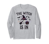 The Witch is in Funny Halloween Moon Broom Manche Longue