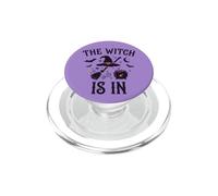 The Witch is in Funny Halloween Moon Broom PopSockets PopGrip pour MagSafe