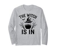 The Witch is in Funny Halloween Moon Witchy Manche Longue