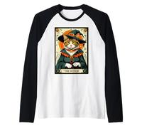 The Witch Kitten Carte de Tarot Vintage pour Halloween Manche Raglan