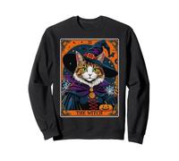The Witch Kitten Carte de Tarot Vintage pour Halloween Sweatshirt
