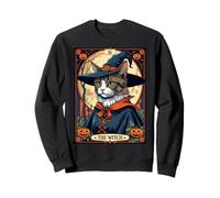 The Witch Kitten Carte de Tarot Vintage pour Halloween Sweatshirt