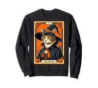 The Witch Kitten Carte de Tarot Vintage pour Halloween Sweatshirt