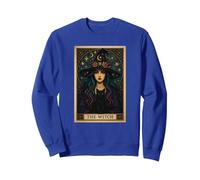 The Witch Tarot Carte d'halloween Chat Gothique Femme Sorcière Vibes Sweatshirt, Unisexe pour Adultes, Bleu Royal, S