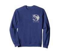 The Witcher Bones Crest Front Back Officiellement licencie Sweatshirt, Unisexe pour Adultes, Bleu Marine, XXL