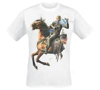 The Witcher Géralt & Ablette Homme T-Shirt Manches Courtes Blanc L 100% Coton Regular/Coupe Standard