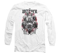 The Witcher The Wild Hunt Unisex Long Sleeve T Shirt, White, Blanc, XL Mixte