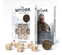 The Witcher Vesemir Jeu De Dés 7 Dés + Pièce Q-Workshop RPG Beige Marron