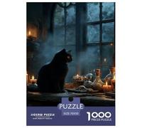 The Witch's Cat Puzzle 1000 Pièces Educa Jouet en Bois Divertissement Créatif De l'art De La Décoration Jeu Éducatif Challenge Toy pour Adultes Et Enfants À Partir De 12 Ans 70x50cm/1000pcs